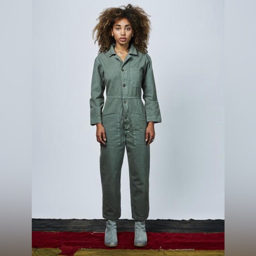 Bliss & Mischief Long Sleeve Flight Suit Olive Drab Size 3 (Large) Jumpsuit